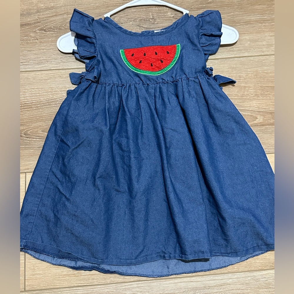 Blue Kids Dress with Watermelon Design